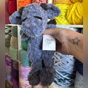 handmade Crochet mini blue dragon knotted lovey